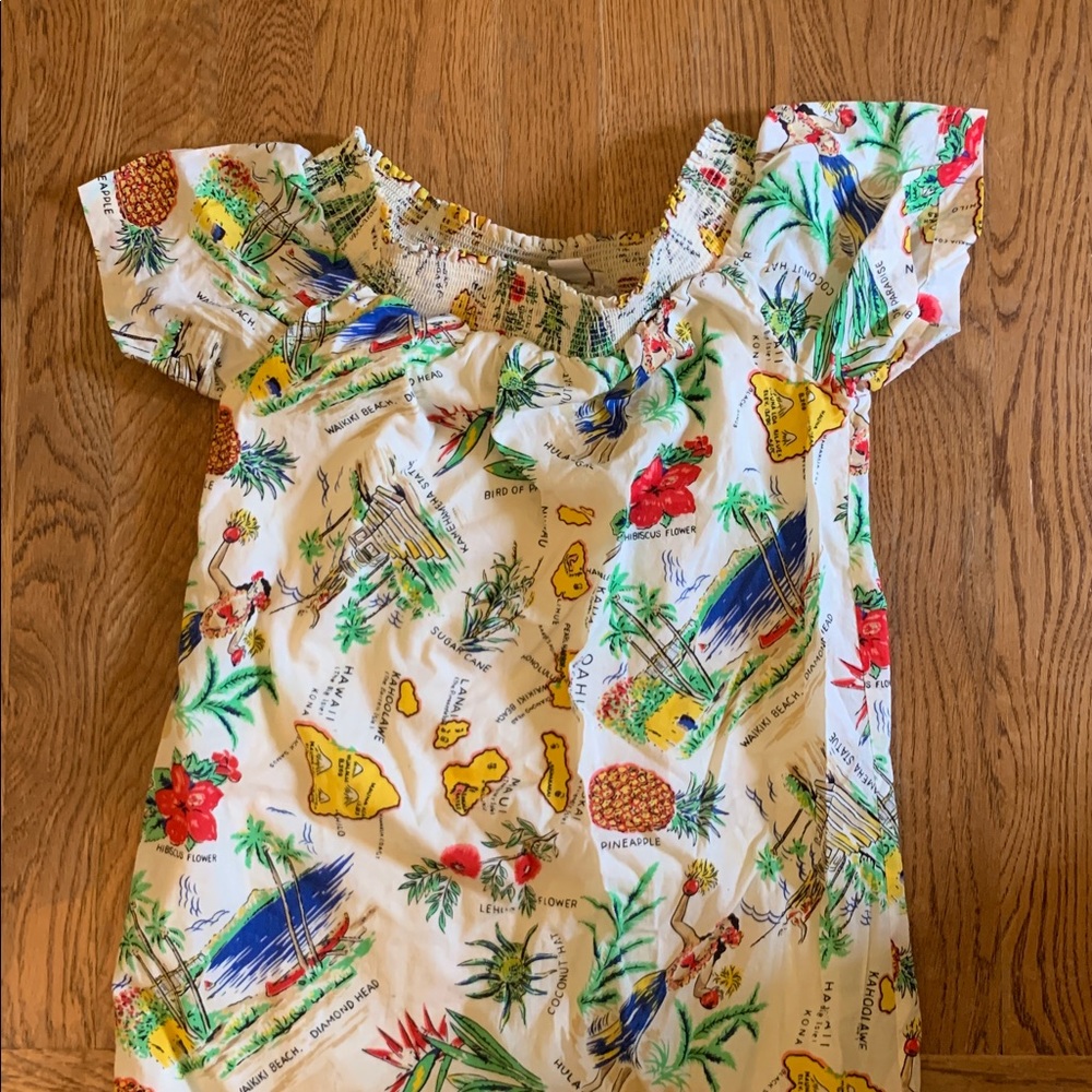 J. Crew Off-Shoulder Hawaiian print dress, 4 - Picture 4 of 5
